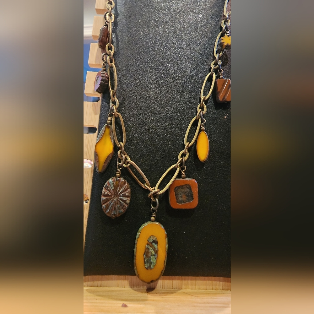 Rhea Czech Glass Bead Dangle Necklace - Picture 2 of 2